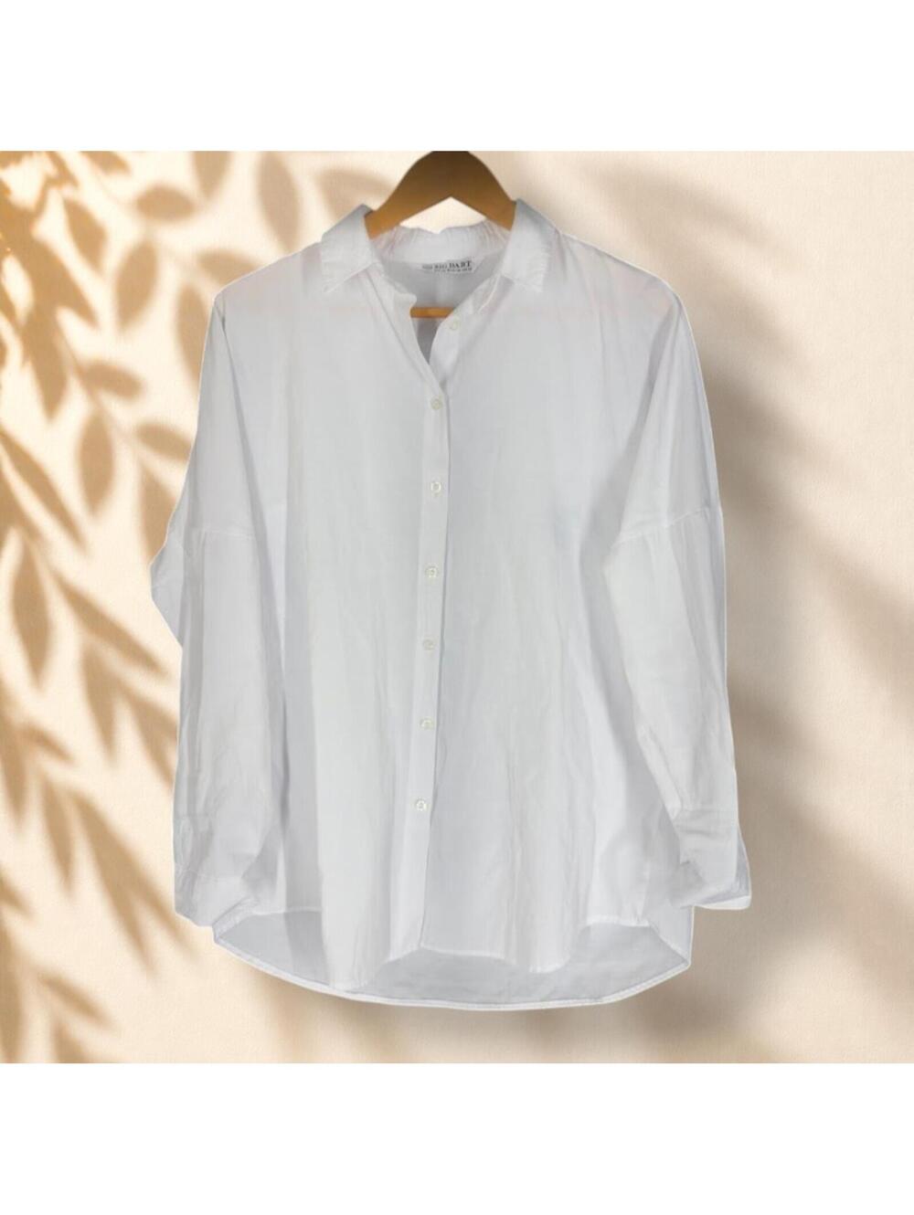 Big Dart Shirt Women 10 White Button Up Collared Long Sleeve Casual Cotton